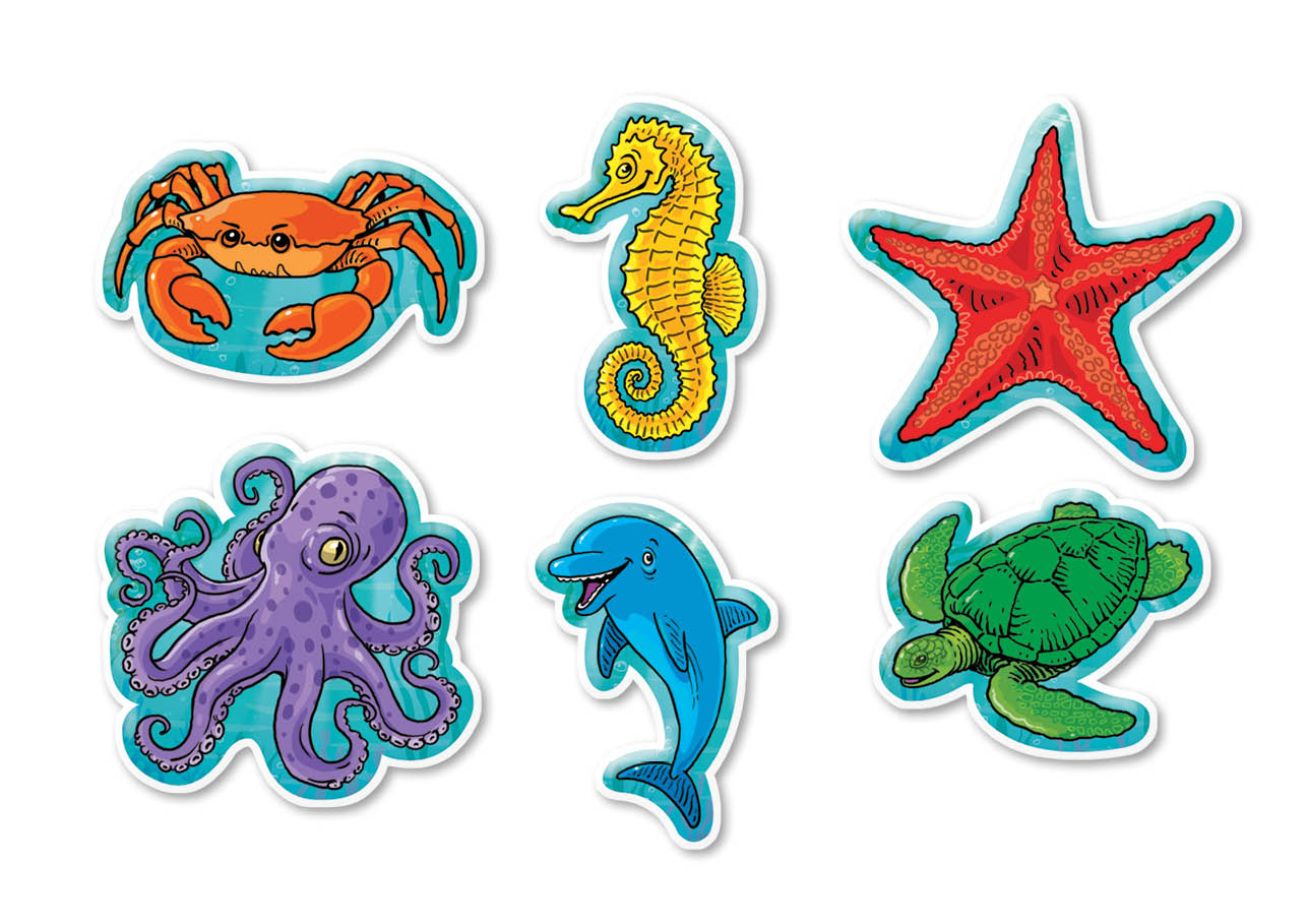 Squish-It! von Flexiq Games: 6 Meeresbewohner Plättchen