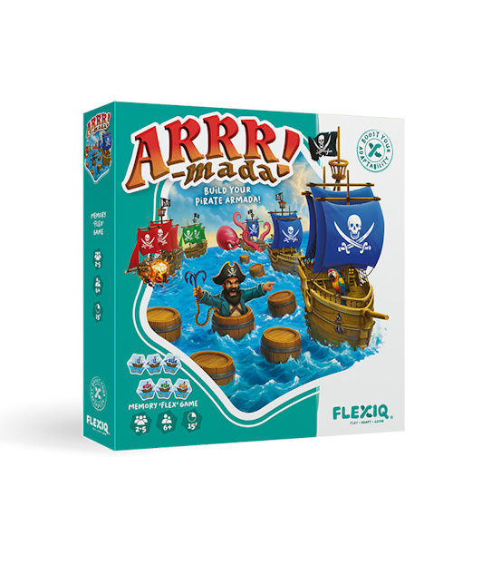 ArrrMada von Flexiq Games, die Vorderseite der Spielschachtel