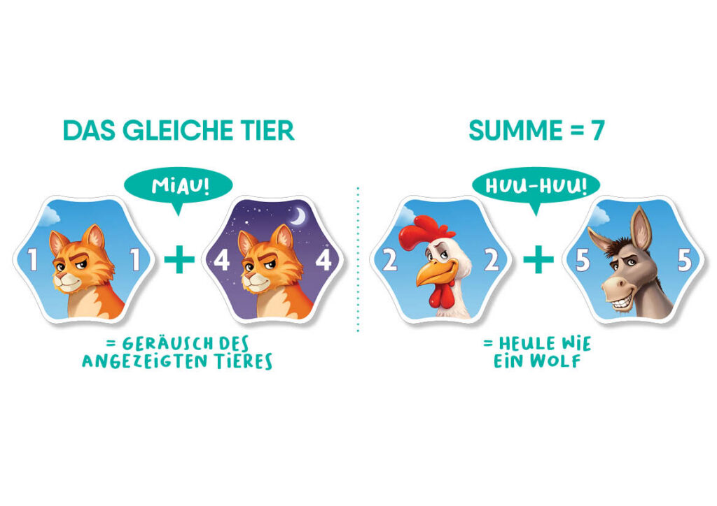 Flexiq Games - Onesie Whooo! game - Kombinationen von Karten mit Bauernhoftieren